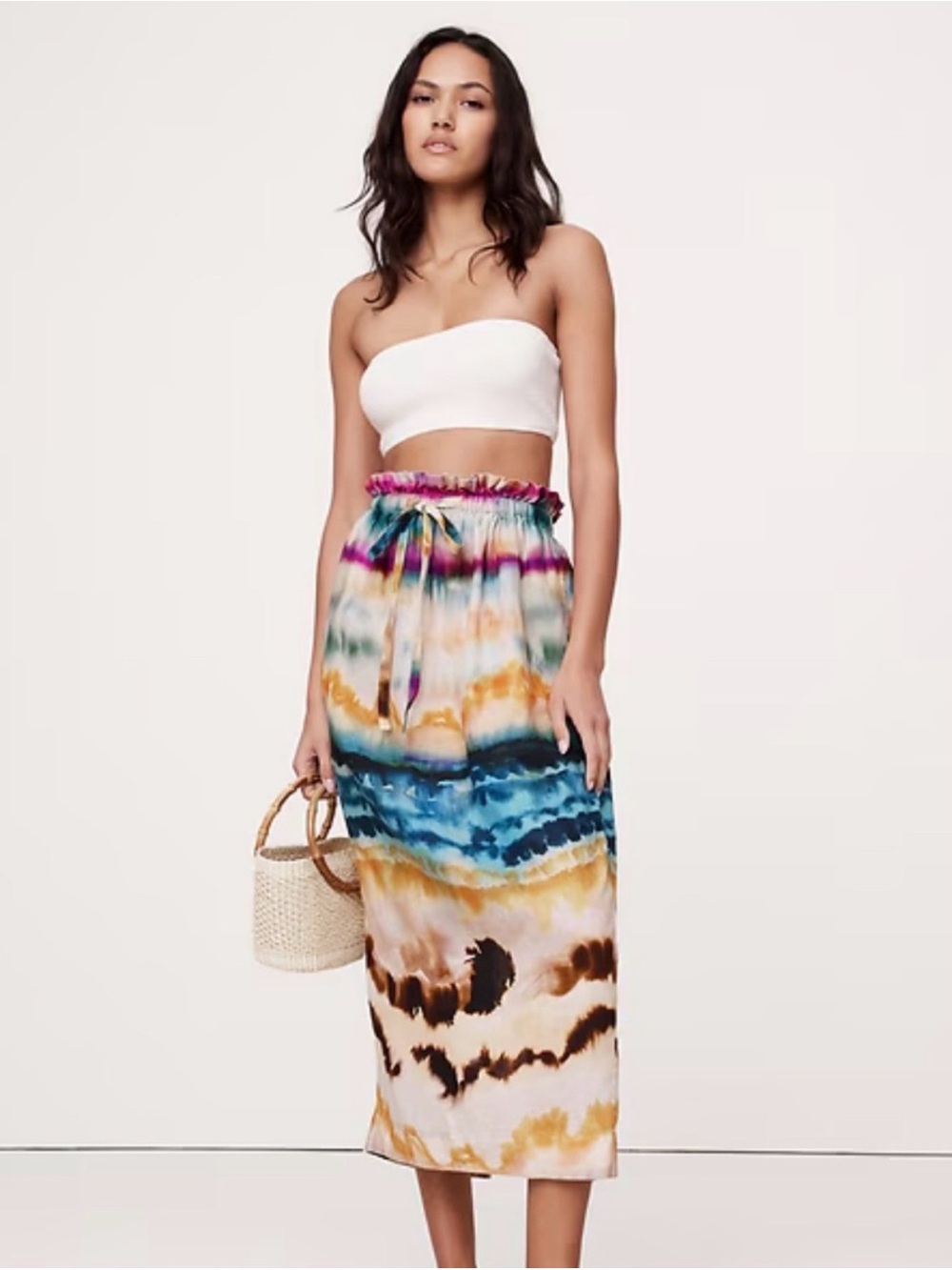 Banana Republic Linen Tie Dye Midi Skirt size S